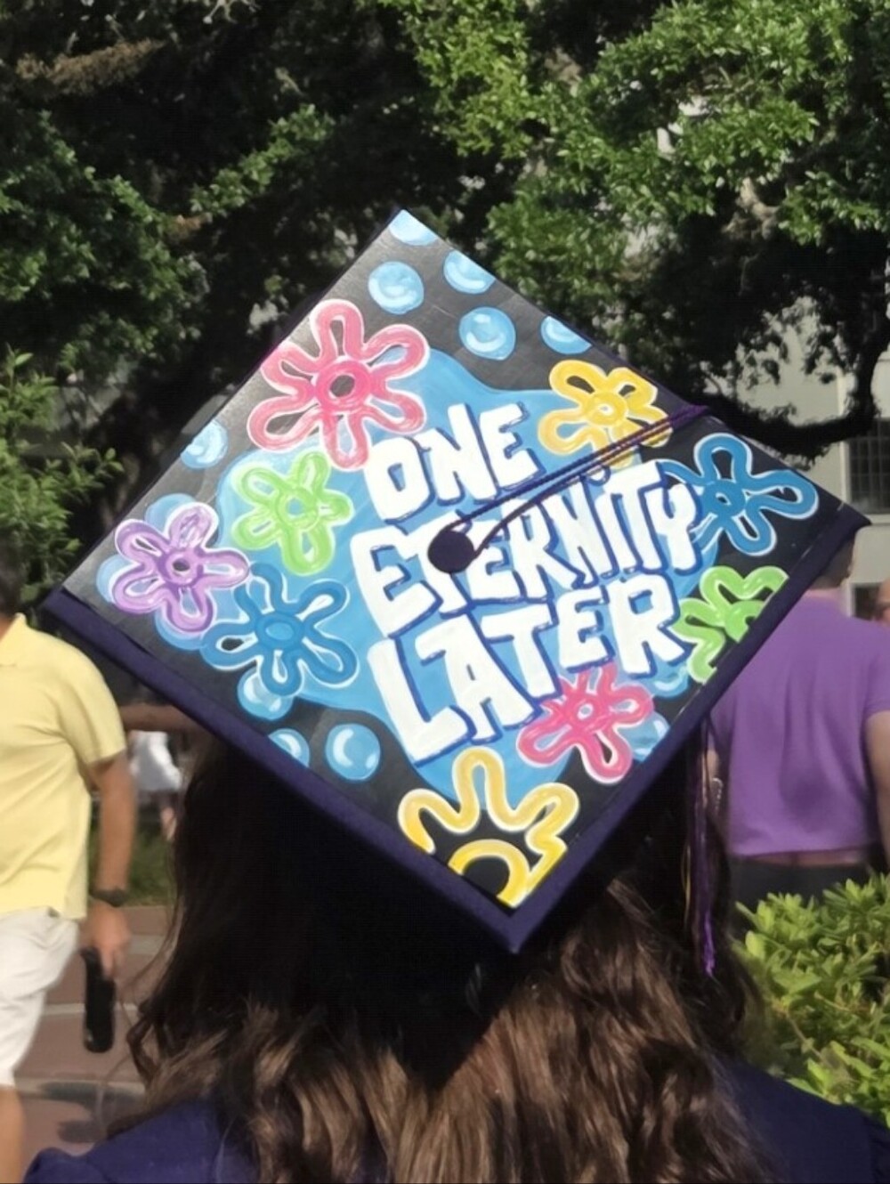 Custom Hand Painted Spongebob Graduation Cap Topper - One Eternity Later